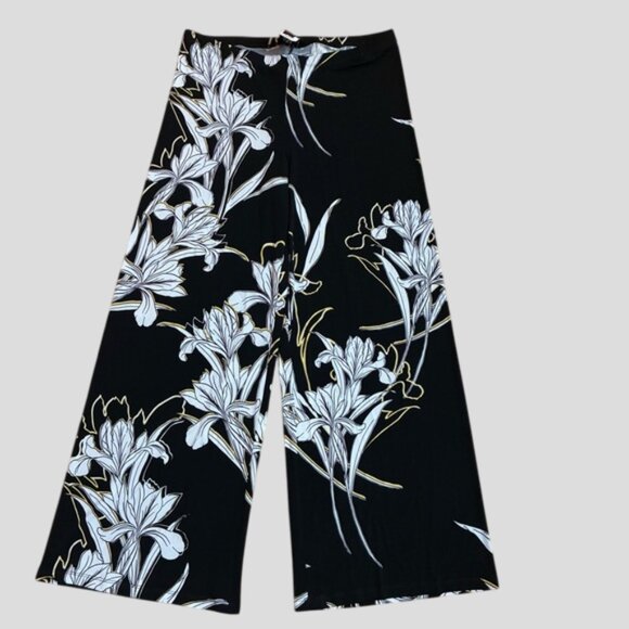 NWT Frank Lyman Black, White, Yellow Floral Wide Leg Palazzo Stretch Pants - Picture 3 of 12